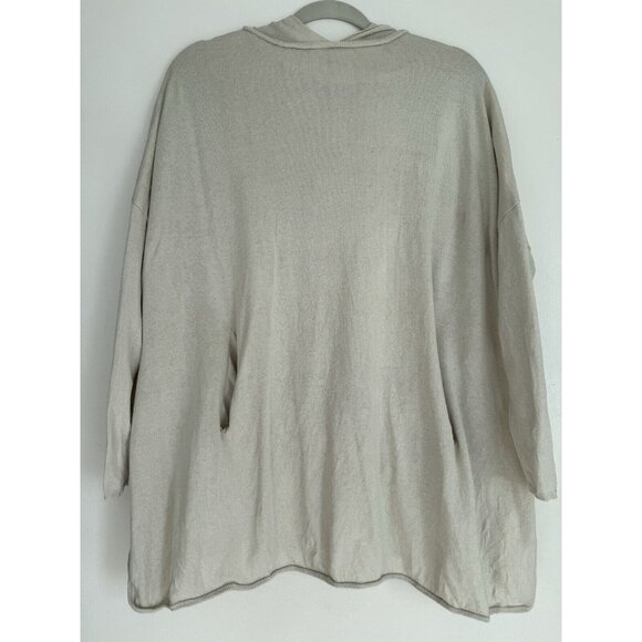 Maje O/S Ecru Kangaroo Pocket Hood Dolman Sleeve Silk Cashmere Tunic top - Picture 7 of 16